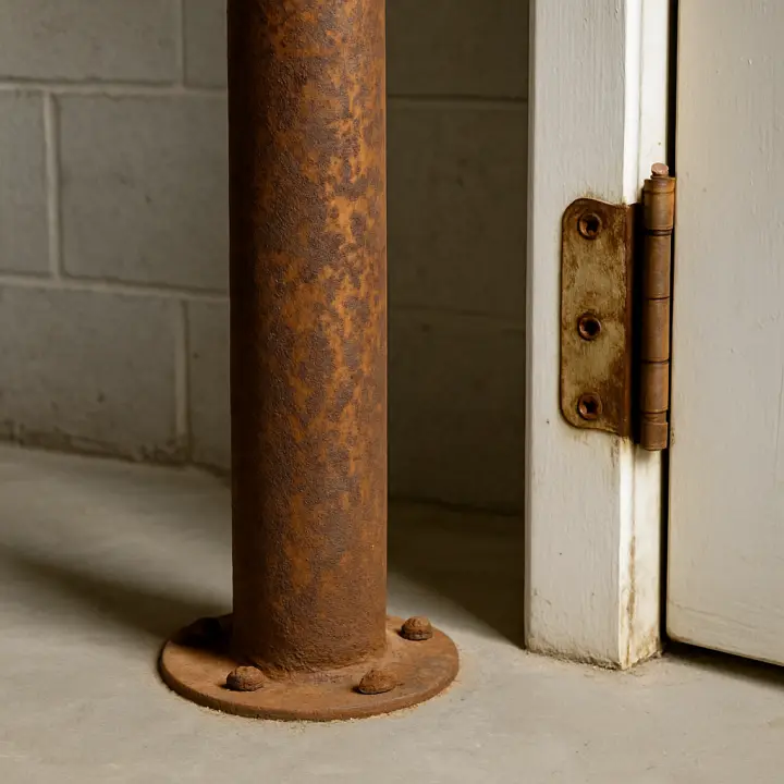 Rust on basement fixtures from constant humidity